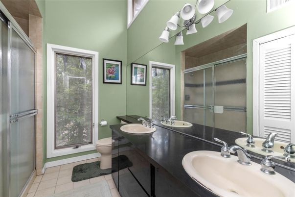 Bathroom, Dual Sink Vanities, Glass Shower, Interior