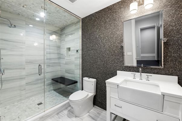 Bathroom, Glass Shower, Interior, Recessed Lighting