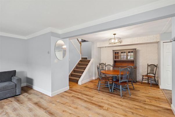 Dining room, Interior, Stone Walls, Wood Texture Flooring