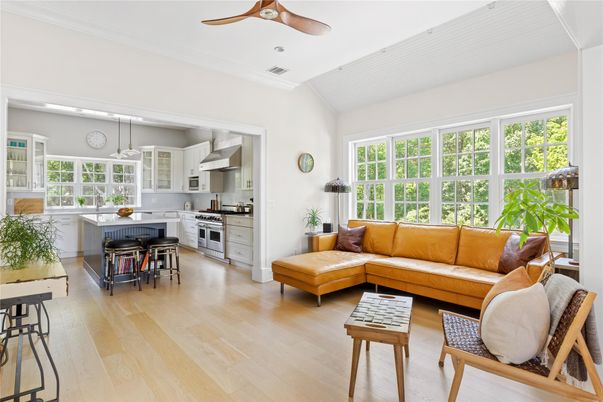 Interior, Kitchen, Living room, Pendant Lights, Stainless Steel Appliances, Wood Texture Flooring