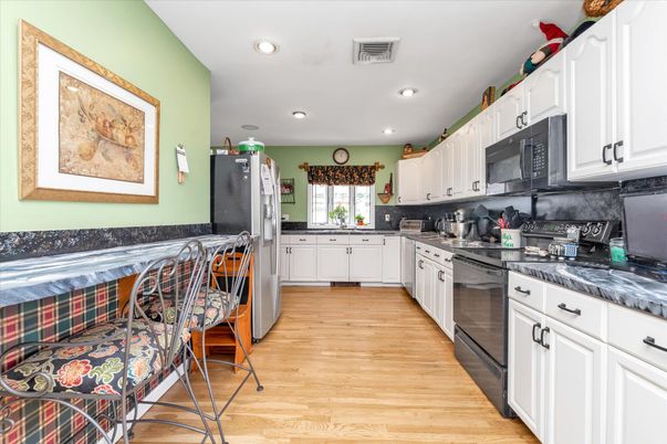 Interior, Kitchen, Recessed Lighting, Wood Texture Flooring