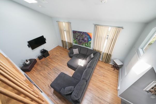 Interior, Living room, Recessed Lighting, Wood Texture Flooring