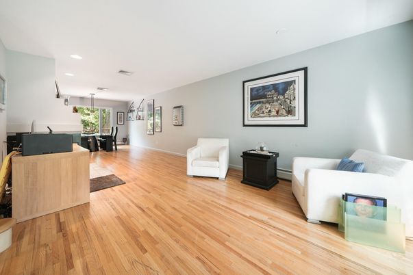 Dining room, Interior, Recessed Lighting, Wood Texture Flooring