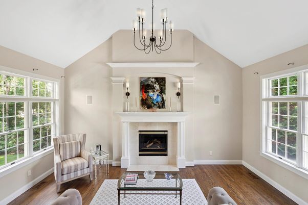 Chandelier, Fireplace, Interior, Living room, Wood Texture Flooring
