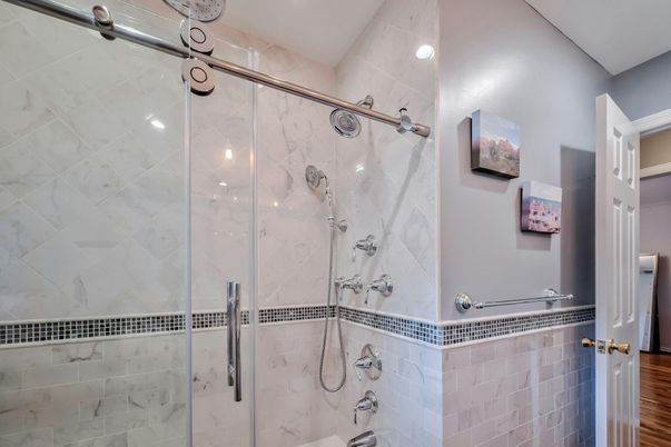 Bathroom, Glass Shower, Interior, Recessed Lighting