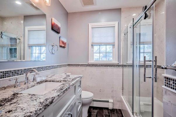 Bathroom, Glass Shower, Interior, Recessed Lighting