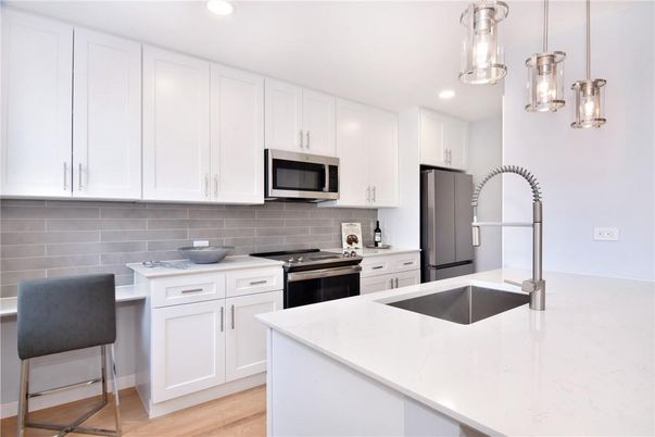 Interior, Kitchen, Pendant Lights, Recessed Lighting, Wood Texture Flooring