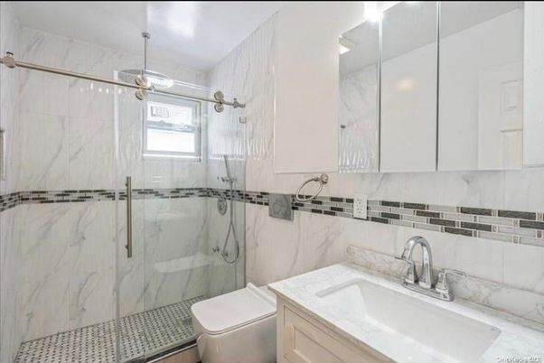 Bathroom, Glass Shower, Interior, Marble Walls