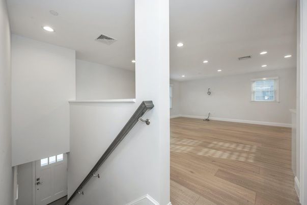 Empty room, Interior, Recessed Lighting, Wood Texture Flooring