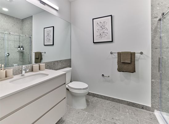 Bathroom, Glass Shower, Interior, Recessed Lighting