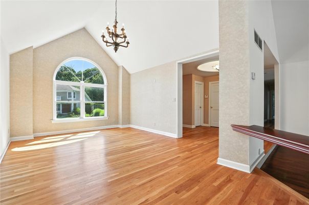 Chandelier, Empty room, Interior, Wood Texture Flooring