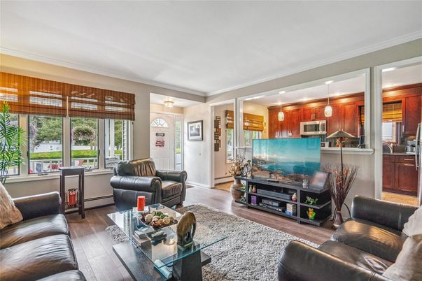 Interior, Kitchen, Living room, Pendant Lights, Stainless Steel Appliances, Wood Texture Flooring