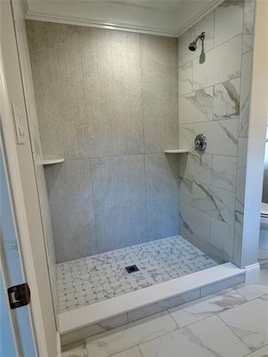 Bathroom, Glass Shower, Interior, Marble, Marble Walls