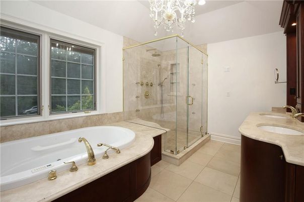Bathroom, Glass Shower, Interior, Recessed Lighting