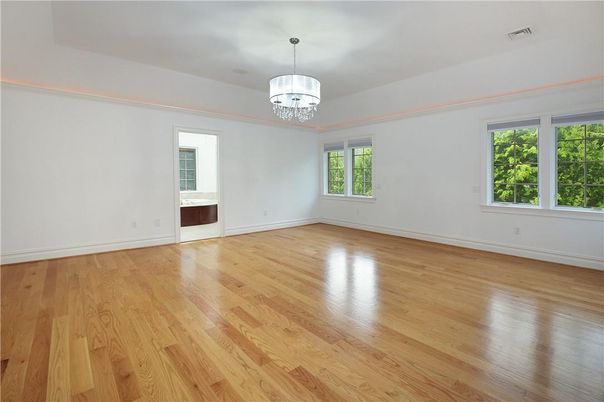 Chandelier, Empty room, Interior, Wood Texture Flooring