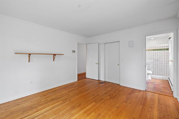 Bathroom, Empty room, Interior, Recessed Lighting, Wood Texture Flooring