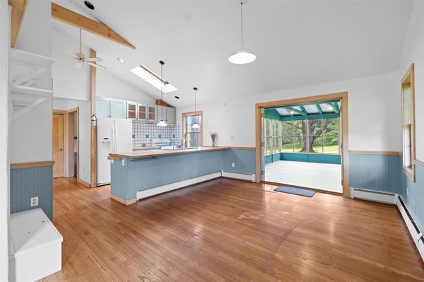 Interior, Kitchen, Pendant Lights, Recessed Lighting, Wood Texture Flooring