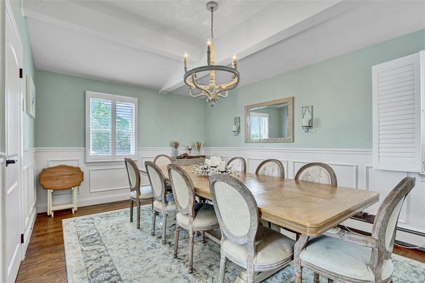 Chandelier, Dining room, Interior, Wood Texture Flooring