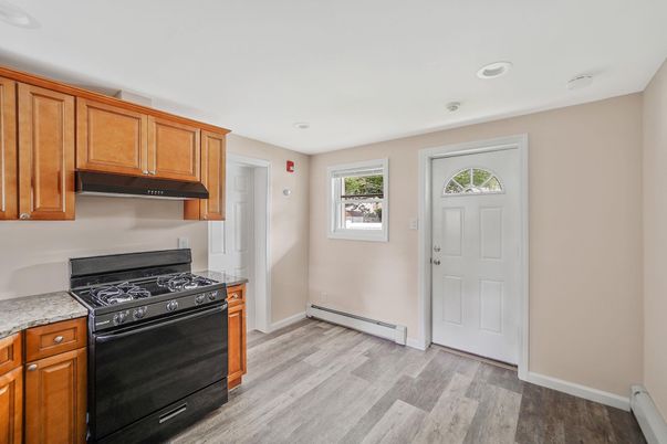 Interior, Kitchen, Recessed Lighting, Wood Texture Flooring
