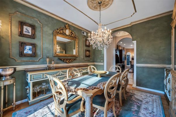 Chandelier, Dining room, Interior, Wood Texture Flooring
