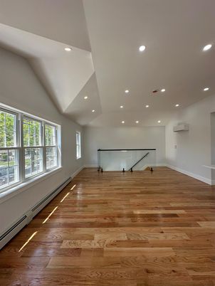 Empty room, Game Room, Interior, Recessed Lighting, Wood Texture Flooring