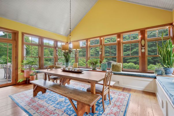 Chandelier, Dining room, Interior, Sun Room, Wood Texture Flooring