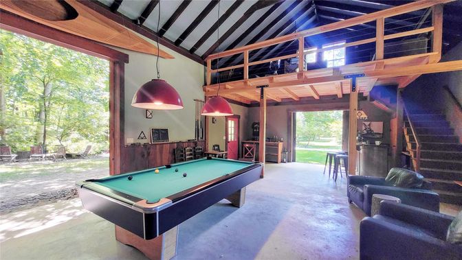 Billiard Table, Game Room, Interior, Pendant Lights