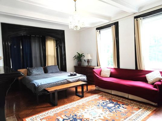 Bedroom, Chandelier, Interior, Wood Texture Flooring