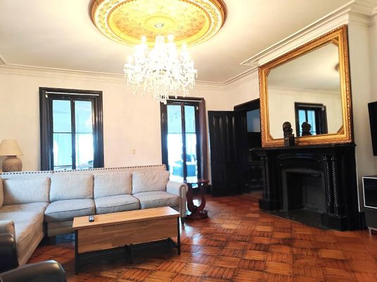 Chandelier, Fireplace, Interior, Living room, Wood Texture Flooring