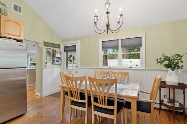 Chandelier, Dining room, Interior, Kitchen, Wood Texture Flooring