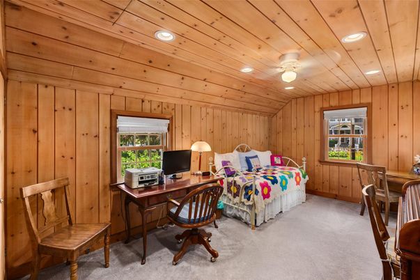 Home Office, Interior, Recessed Lighting, Wooden Ceilings, Wooden Walls
