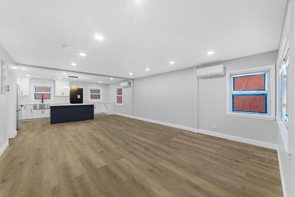 Interior, Kitchen, Pendant Lights, Recessed Lighting, Wood Texture Flooring
