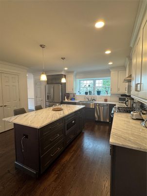 Interior, Kitchen, Pendant Lights, Recessed Lighting, Wood Texture Flooring