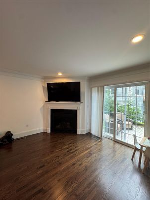 Empty room, Fireplace, Interior, Recessed Lighting, Wood Texture Flooring