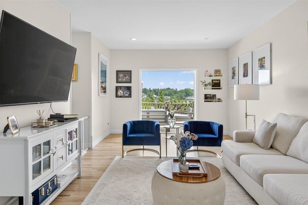Interior, Living room, Recessed Lighting, Wood Texture Flooring