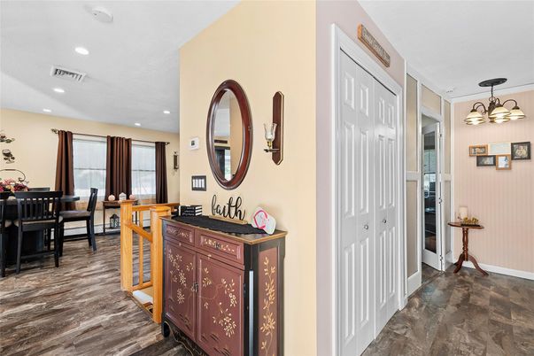 Chandelier, Dining room, Interior, Recessed Lighting, Wood Texture Flooring