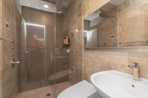 Bathroom, Glass Shower, Interior, Recessed Lighting