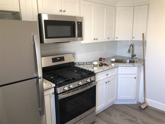 Interior, Kitchen, Stainless Steel Appliances, Wood Texture Flooring