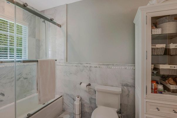 Bathroom, Glass Shower, Interior, Marble Walls
