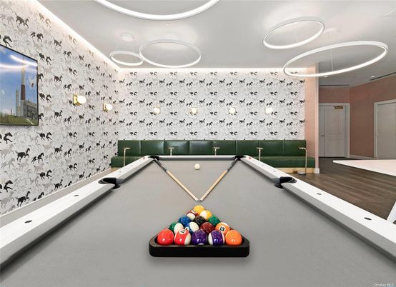 Billiard Table, Game Room, Interior, Pendant Lights, Recessed Lighting