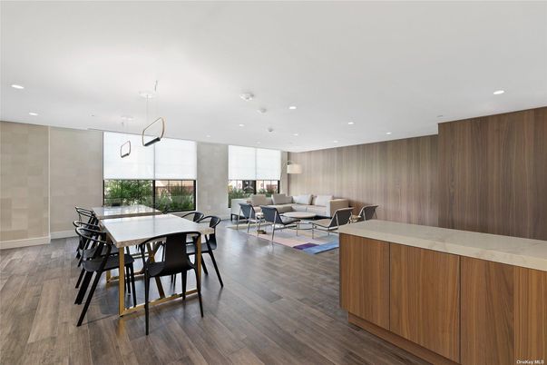 Dining room, Interior, Living room, Pendant Lights, Recessed Lighting, Wood Texture Flooring