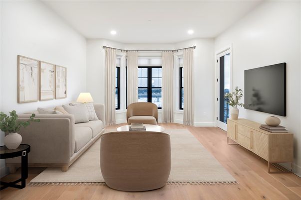 Interior, Living room, Recessed Lighting, Water, Wood Texture Flooring