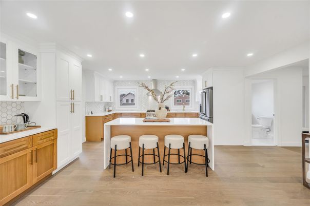 Interior, Kitchen, Recessed Lighting, Wood Texture Flooring