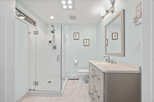 Bathroom, Glass Shower, Interior, Recessed Lighting