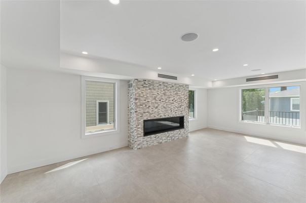 Empty room, Fireplace, Interior, Recessed Lighting