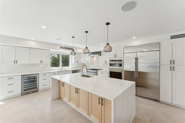 Interior, Kitchen, Pendant Lights, Recessed Lighting, Stainless Steel Appliances