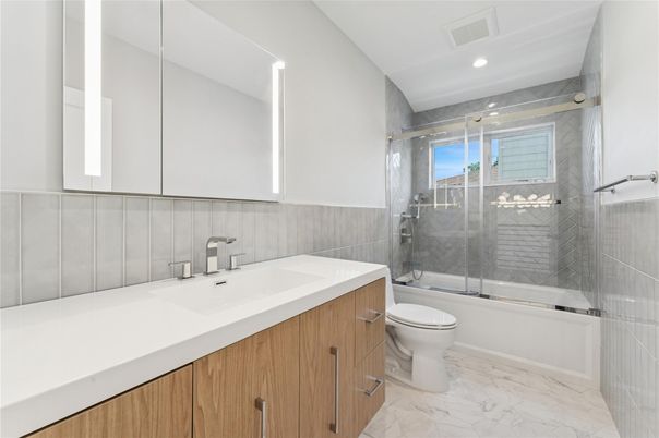 Bathroom, Glass Shower, Interior, Marble, Recessed Lighting
