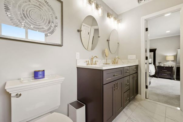 Bathroom, Bedroom, Dual Sink Vanities, Interior, Marble, Recessed Lighting