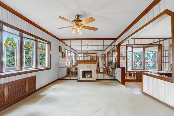 Empty room, Fireplace, Interior