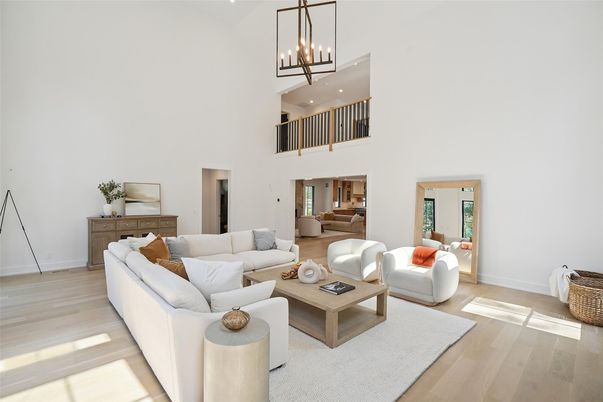 Interior, Living room, Pendant Lights, Recessed Lighting, Wood Texture Flooring